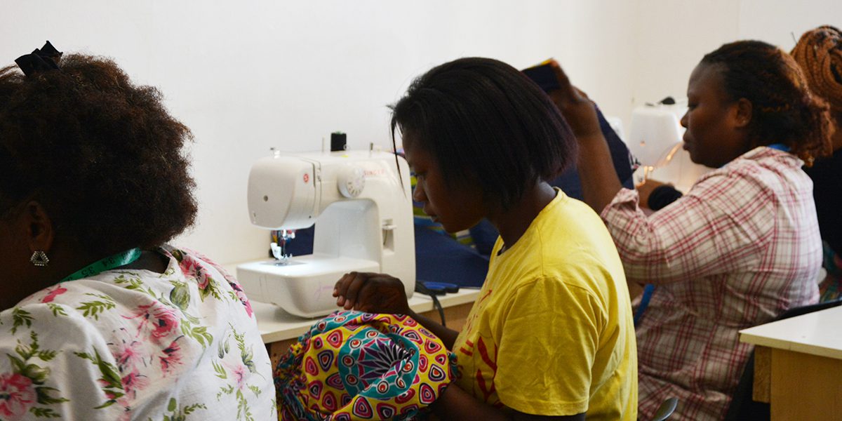 Women sewing clothing and other items at the JRS South Africa’s Arrupe Centre.