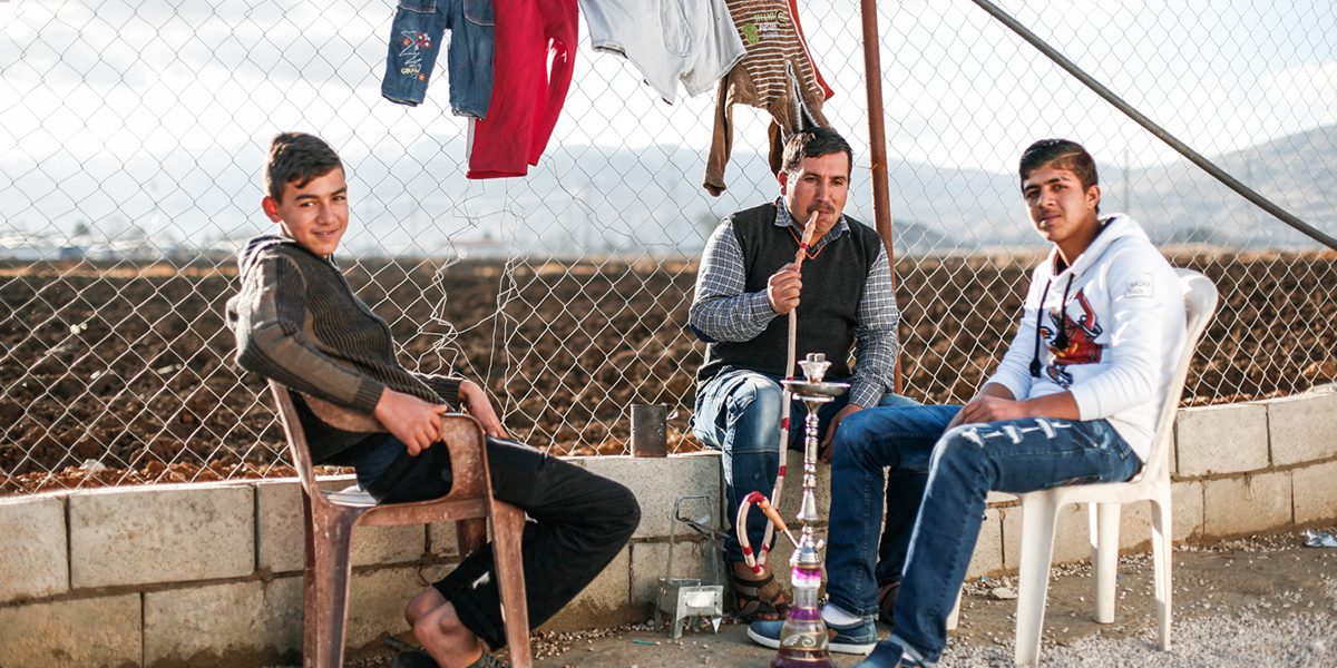 Refugees in a camp in the Bekaa Valley.